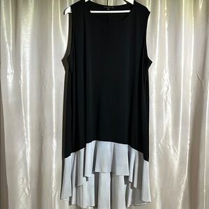 Eileen Fisher Black and Gray High Low Cocktail Dress